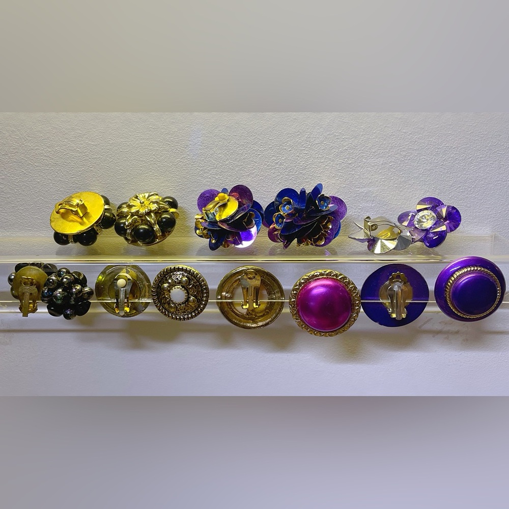 Vintage Gold, Black and Purple tones Earrings Collection